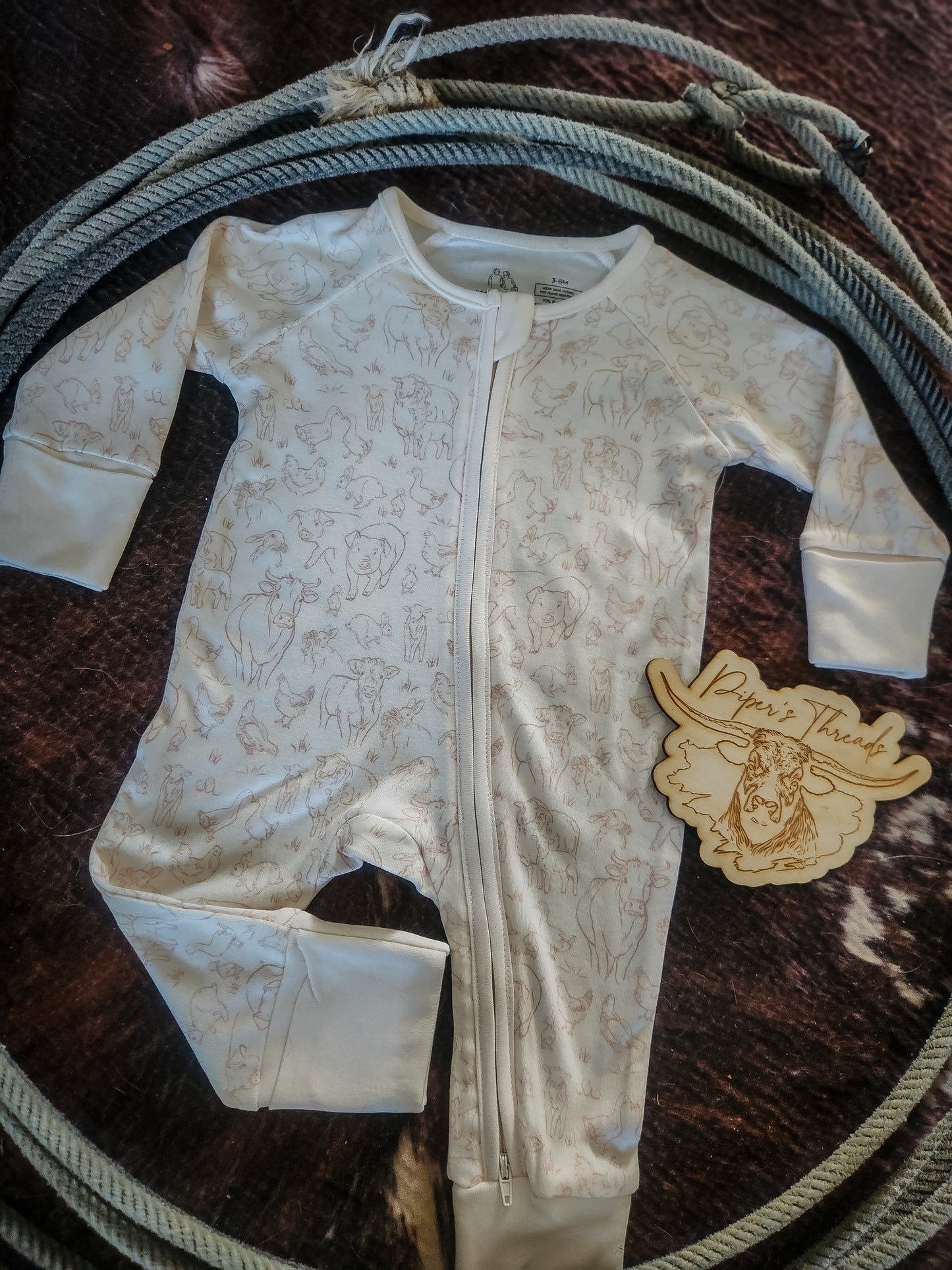 Farm Animals Bamboo/Organic Cotton Pajamas Romper