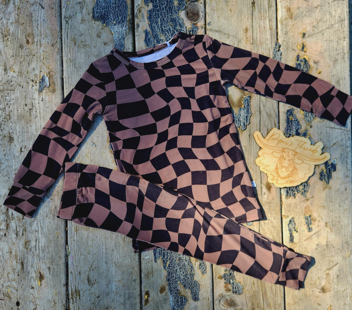 Checkered Bamboo Two Piece Pajamas