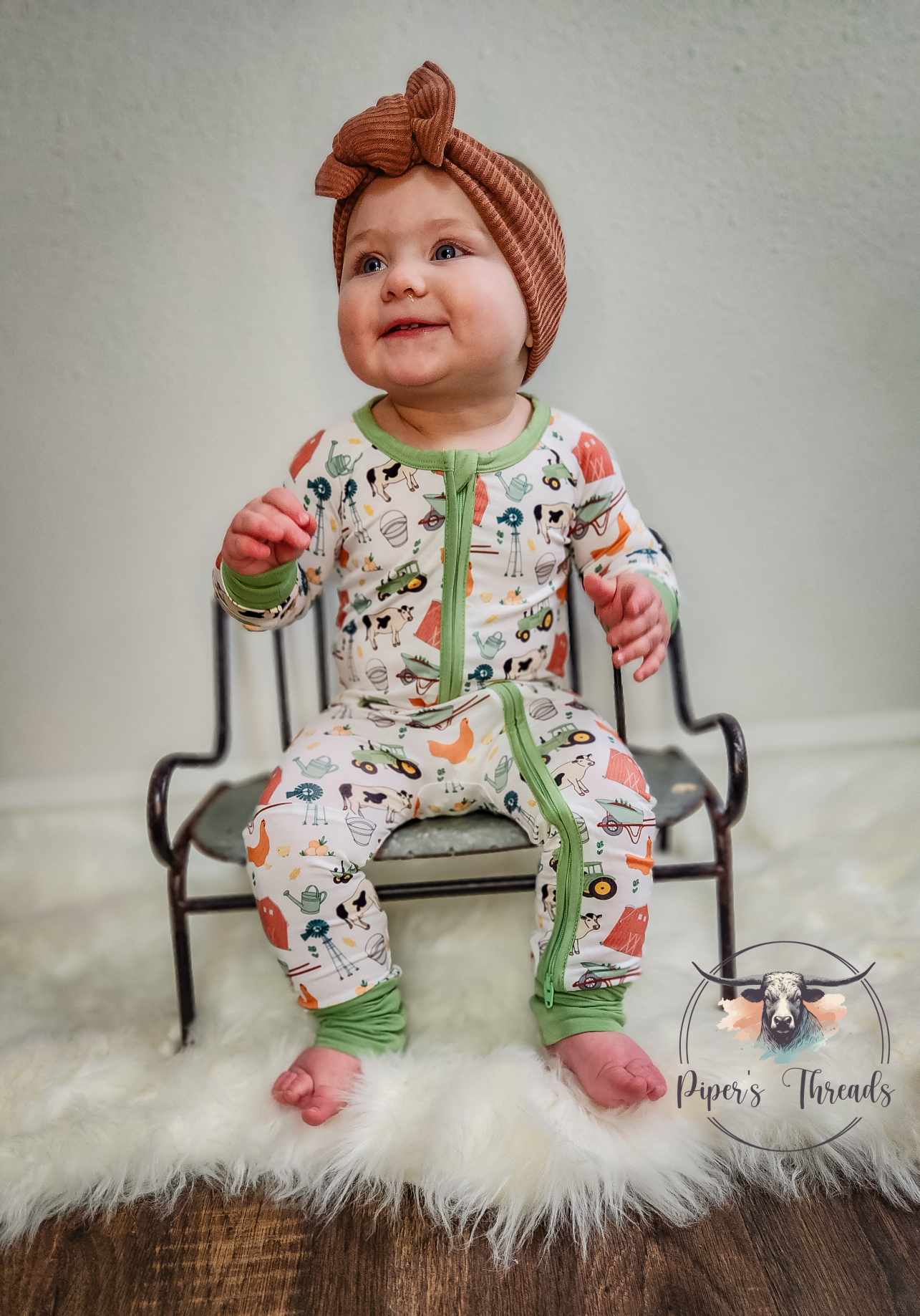 Farm Bamboo Romper Pajamas