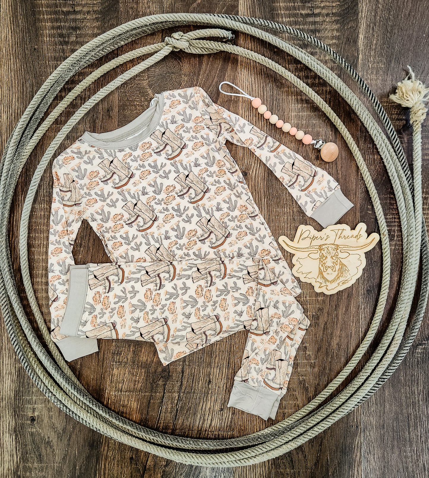 Pastel Boots Two Piece Bamboo Pajamas