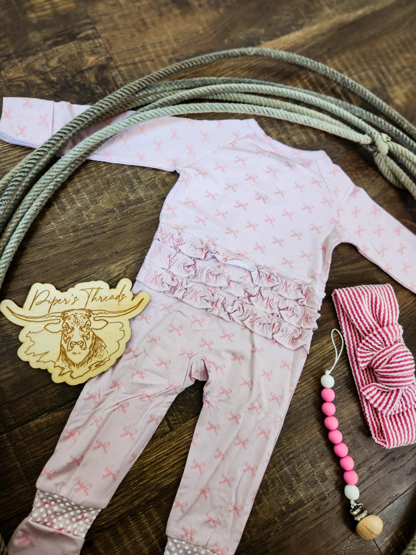 All the Bows Bamboo Romper Pajamas