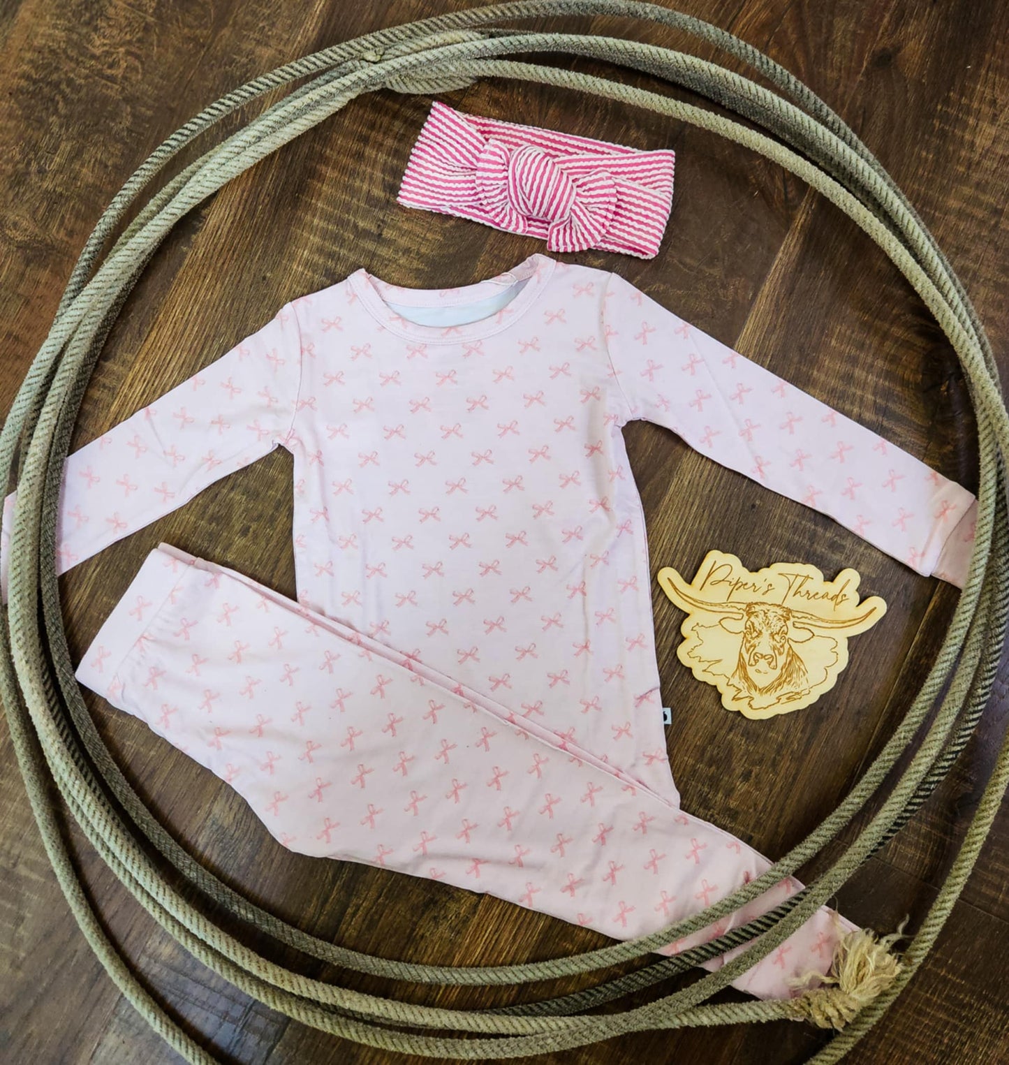 All the Bows Two Piece Bamboo Pajamas