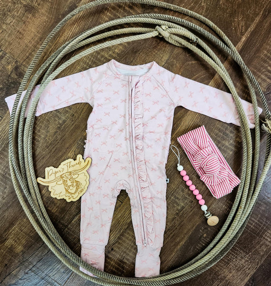 All the Bows Bamboo Romper Pajamas