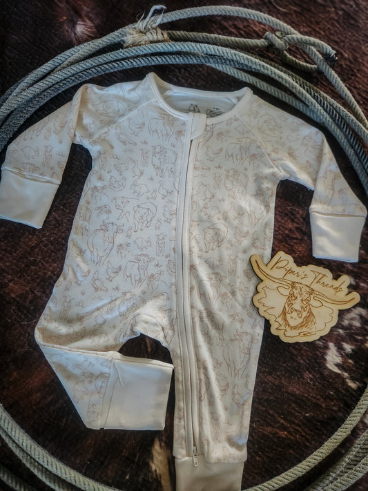 Farm Animals Bamboo/Organic Cotton Pajamas Romper