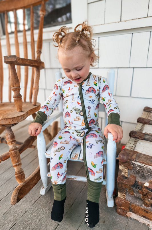 Farm Bamboo Romper Pajamas