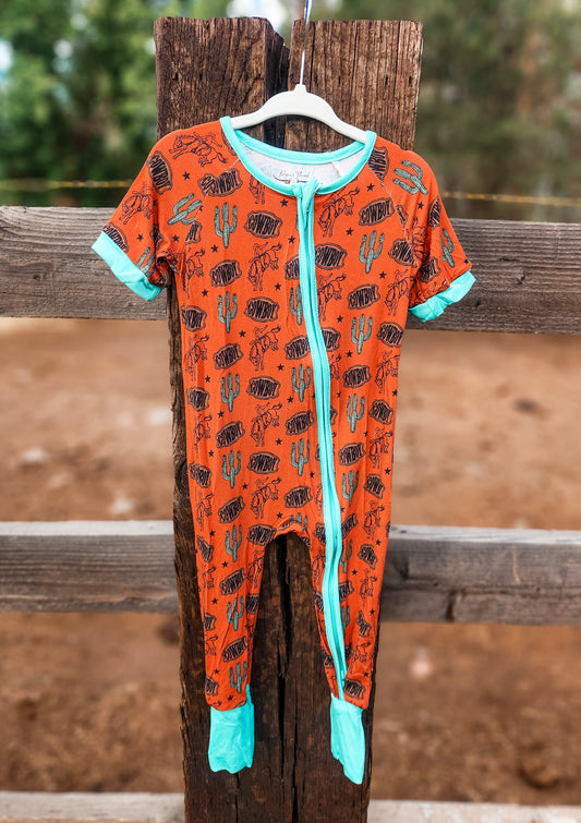 Cowboy Short Sleeve Romper Pajamas