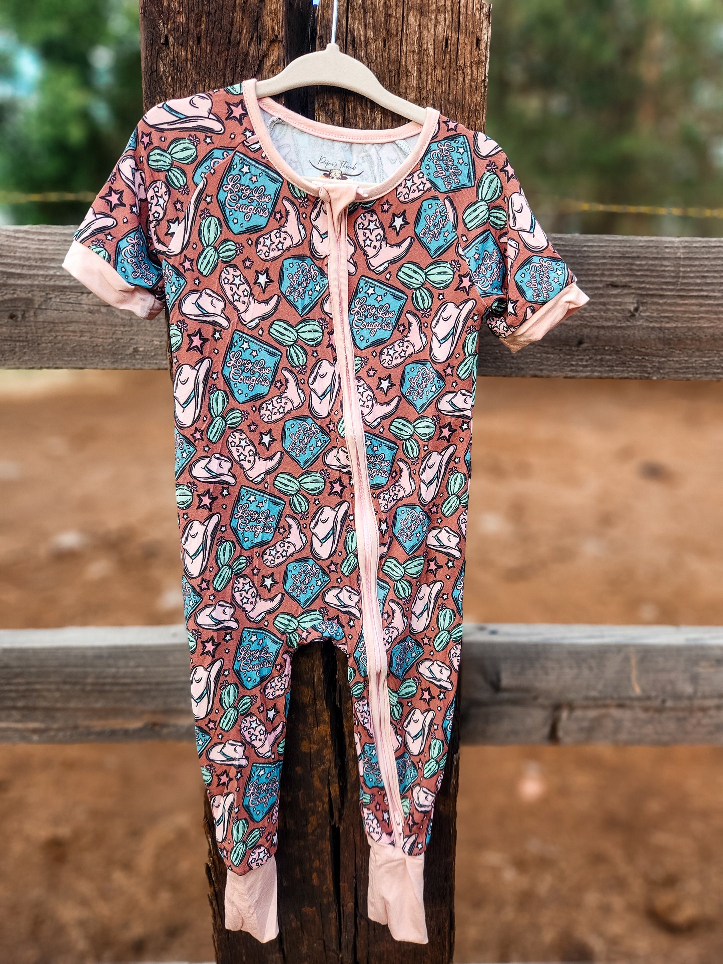 Long Live Cowgirls Short Sleeve Bamboo Romper Pajamas