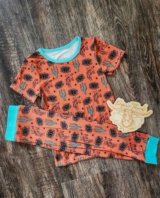 Cowboy Short Sleeve Bamboo Two Piece Pajamas
