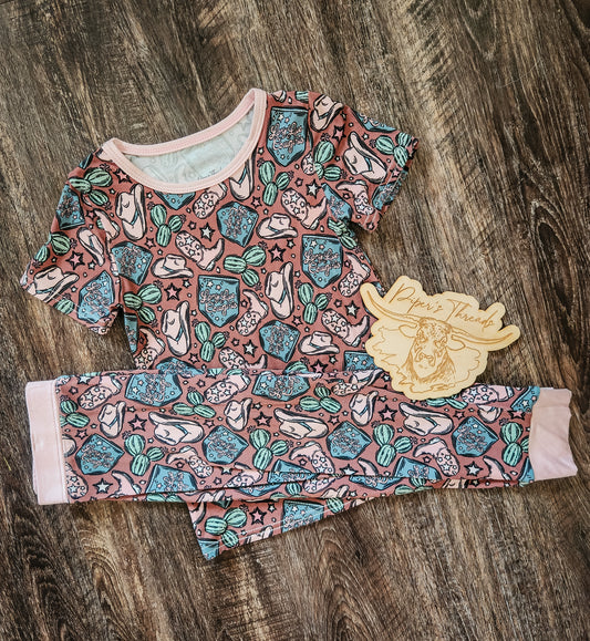 Long Live Cowgirls Short Sleeve Bamboo Two Piece Pajamas