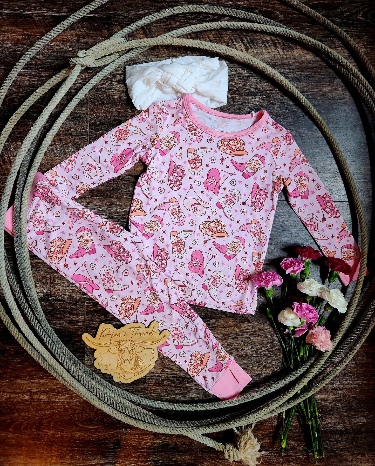 Yee Haw Cowgirl Two Piece Bamboo Pajamas