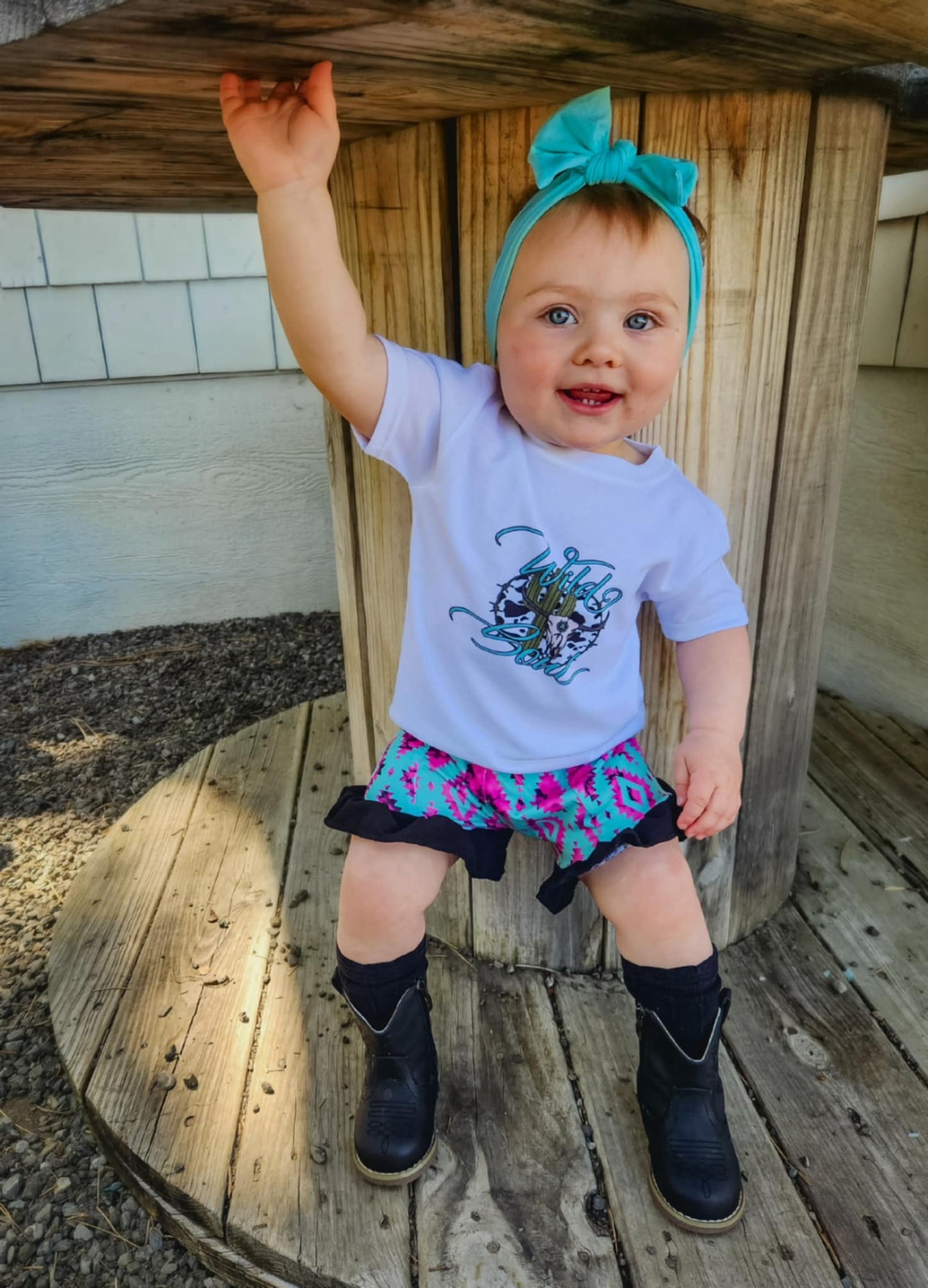 Turquoise & Magenta Aztec Ruffle Shorties